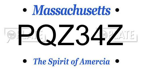PQZ34Z Massachusetts License Plate
