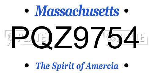 PQZ9754 Massachusetts License Plate