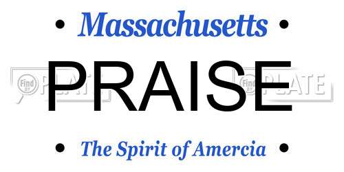 PRAISE Massachusetts License Plate