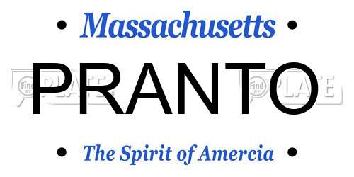 PRANTO Massachusetts License Plate