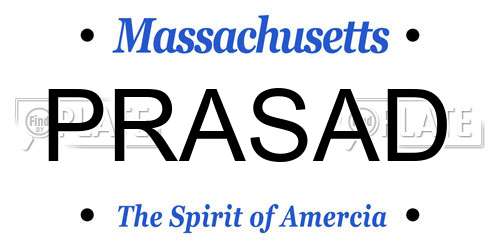 PRASAD Massachusetts License Plate