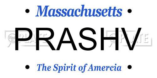 PRASHV Massachusetts License Plate