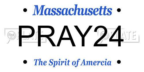 PRAY24 Massachusetts License Plate