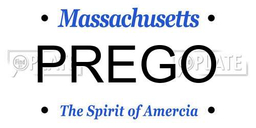 PREGO Massachusetts License Plate