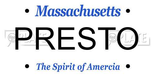 PRESTO Massachusetts License Plate