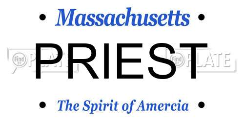 PRIEST Massachusetts License Plate