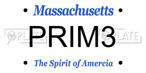 PRIM3 Massachusetts License Plate