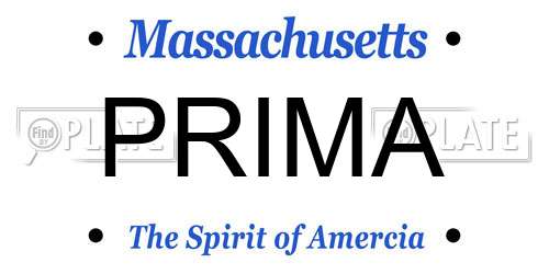 PRIMA Massachusetts License Plate