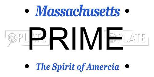 PRIME Massachusetts License Plate