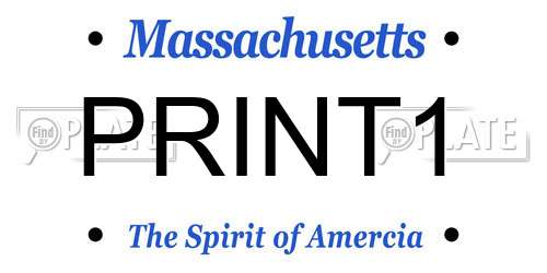 PRINT1 Massachusetts License Plate