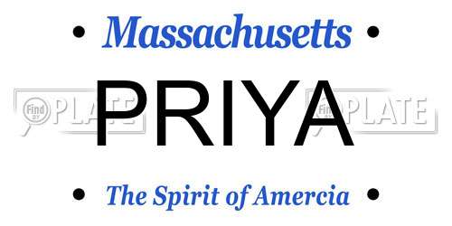 PRIYA Massachusetts License Plate