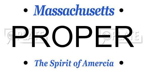 PROPER Massachusetts License Plate