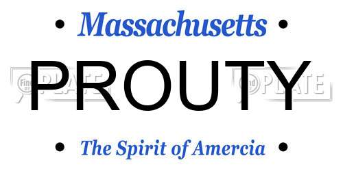 PROUTY Massachusetts License Plate