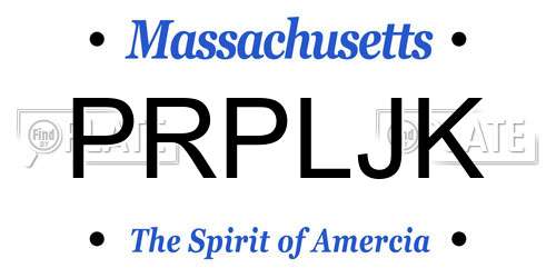 PRPLJK Massachusetts License Plate