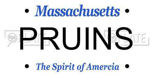 PRUINS Massachusetts License Plate
