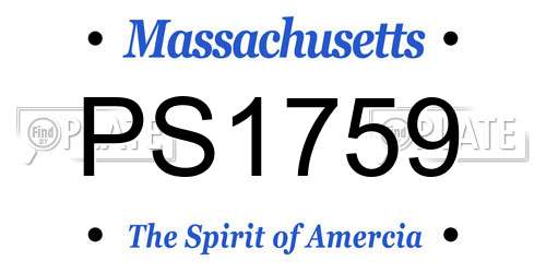 PS1759 Massachusetts License Plate