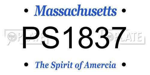 PS1837 Massachusetts License Plate