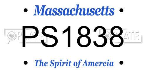 PS1838 Massachusetts License Plate
