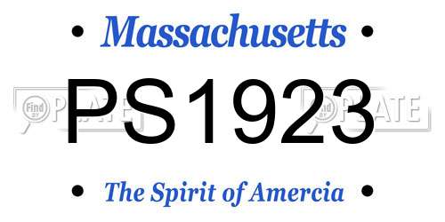 PS1923 Massachusetts License Plate