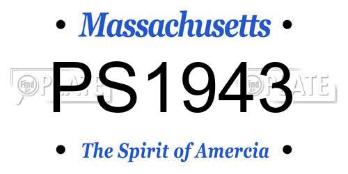 PS1943 Massachusetts License Plate