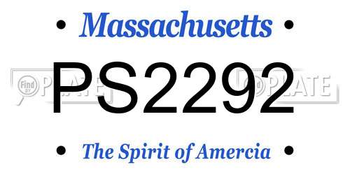 PS2292 Massachusetts License Plate