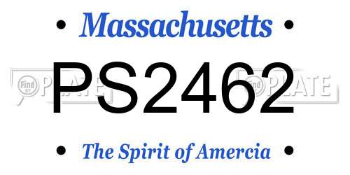 PS2462 Massachusetts License Plate