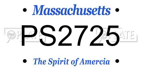 PS2725 Massachusetts License Plate