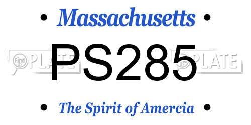 PS285 Massachusetts License Plate