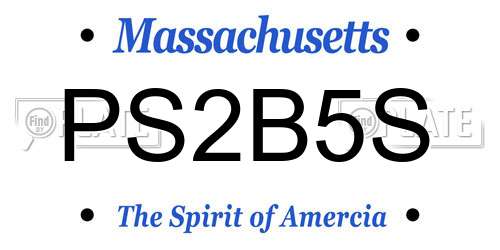 PS2B5S Massachusetts License Plate
