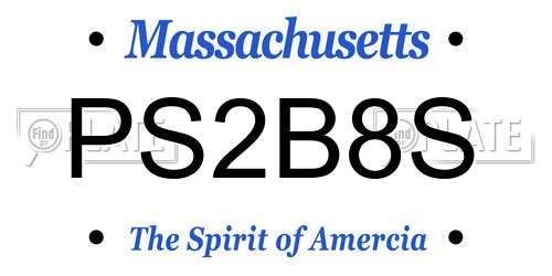 PS2B8S Massachusetts License Plate