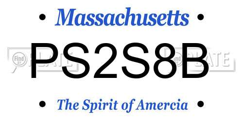 PS2S8B Massachusetts License Plate