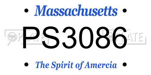 PS3086 Massachusetts License Plate