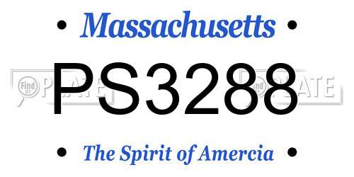 PS3288 Massachusetts License Plate