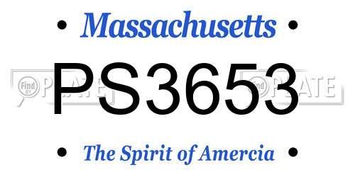 PS3653 Massachusetts License Plate