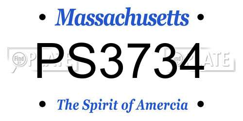 PS3734 Massachusetts License Plate