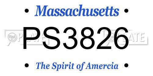PS3826 Massachusetts License Plate