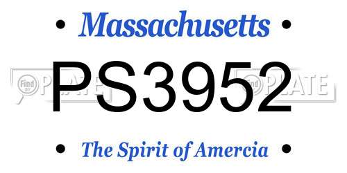 PS3952 Massachusetts License Plate