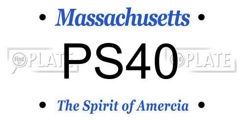 PS40 Massachusetts License Plate