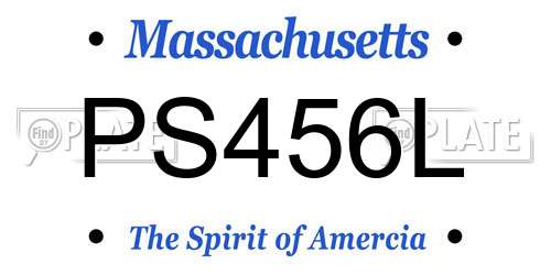 PS456L Massachusetts License Plate