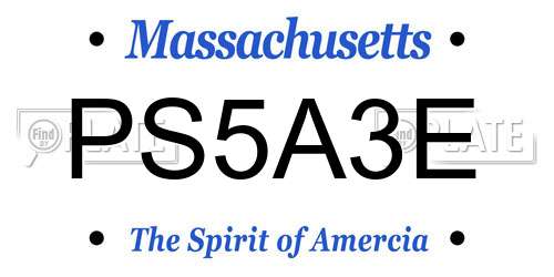 PS5A3E Massachusetts License Plate