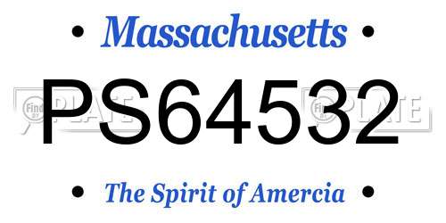 PS64532 Massachusetts License Plate