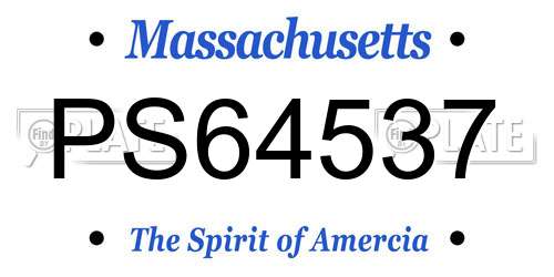 PS64537 Massachusetts License Plate