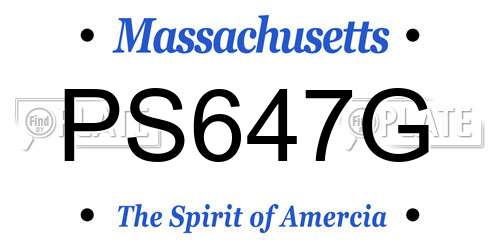 PS647G Massachusetts License Plate