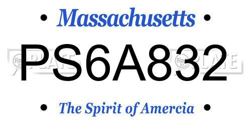 PS6A832 Massachusetts License Plate