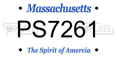 PS7261 Massachusetts License Plate