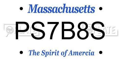 PS7B8S Massachusetts License Plate