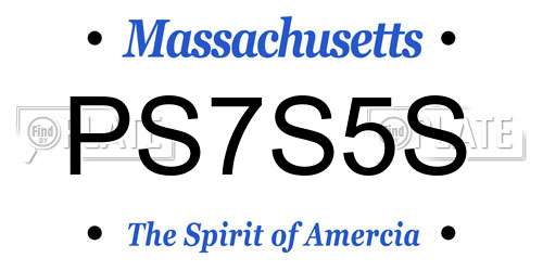 PS7S5S Massachusetts License Plate