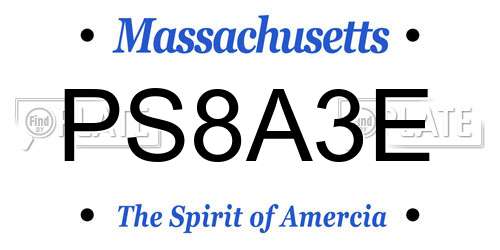 PS8A3E Massachusetts License Plate