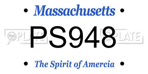 PS948 Massachusetts License Plate
