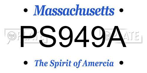 PS949A Massachusetts License Plate